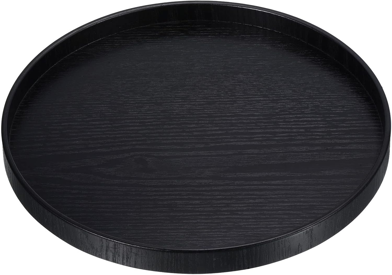 Wood Serving Tray 8 Inch, Round Decorative Platter for Home Decor Kitchen Table Candle Holder, Black