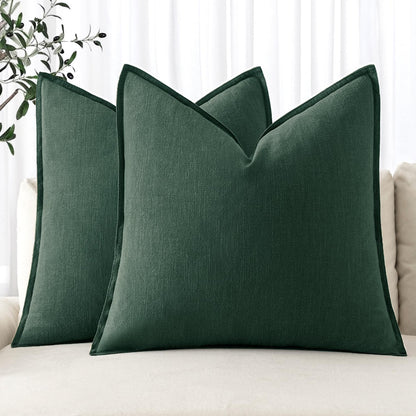 MIULEE Decorative Linen Euro Sham Pillow Covers 24x24 Natural Beige Boho Farmhouse Neutral Couch Throw Pillows for Bed Pack of 2 Accent Modern Pillowcase Sofa Livingroom Home Decor