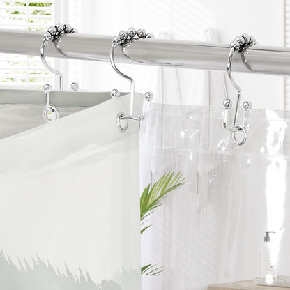 3 in 1 Shower Curtain Set, DarkGreen Misty Pine Forest Fabric Shower Curtain with PEVA Liner and Double Sided Hooks, Bathroom Curtain Waterproof 72x72