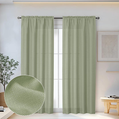 Black Curtains 63 Inch Length 2 Panels Set for Living Room Bedroom, Light Filtering Faux Linen Textured Soft Window Curtain, Airy Soft Rod Pocket cortinas para cuarto, 40Wx63L Inches, 2 Pcs