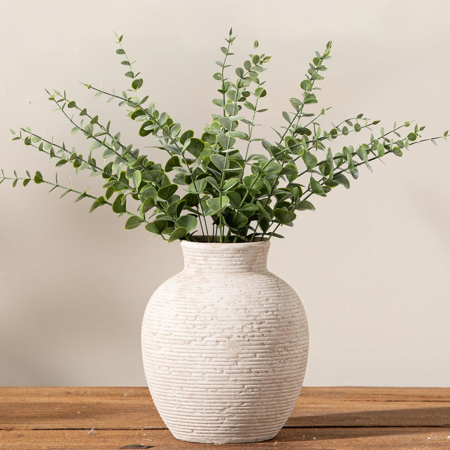 Ceramic Flower Vase Home Decor - Large Farmhouse Table Vases Rustic Vintage Living Room Kitchen Bedroom Decorations for House Book Shelf Office Coffee Desk Dining Fireplace (9" Rustic)