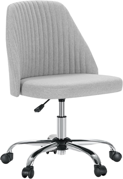 Office Chair, Comfy Desk Chair Rolling Vanity Swivel Task Chairs with Wheels, Wide Seating Armless Height Adjustable Computer Chairs for Home,Bedroom,Student,Adults, Classic Grey