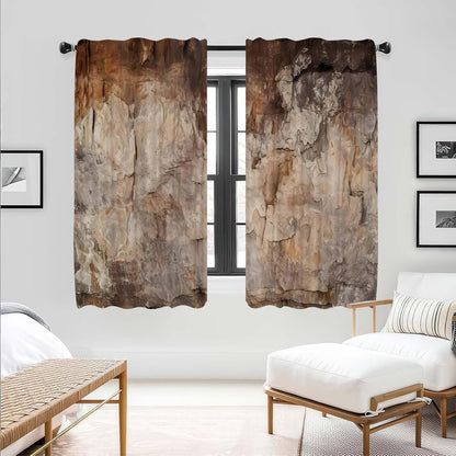 21x54Inch Rock Texture Curtains Nature Stone Pattern Design Semi Sheer Window Treatments Bedroom Living Room Rustic Cabin Home Decoration Voile Drapes 2 Panels Rod Pocket Polyester
