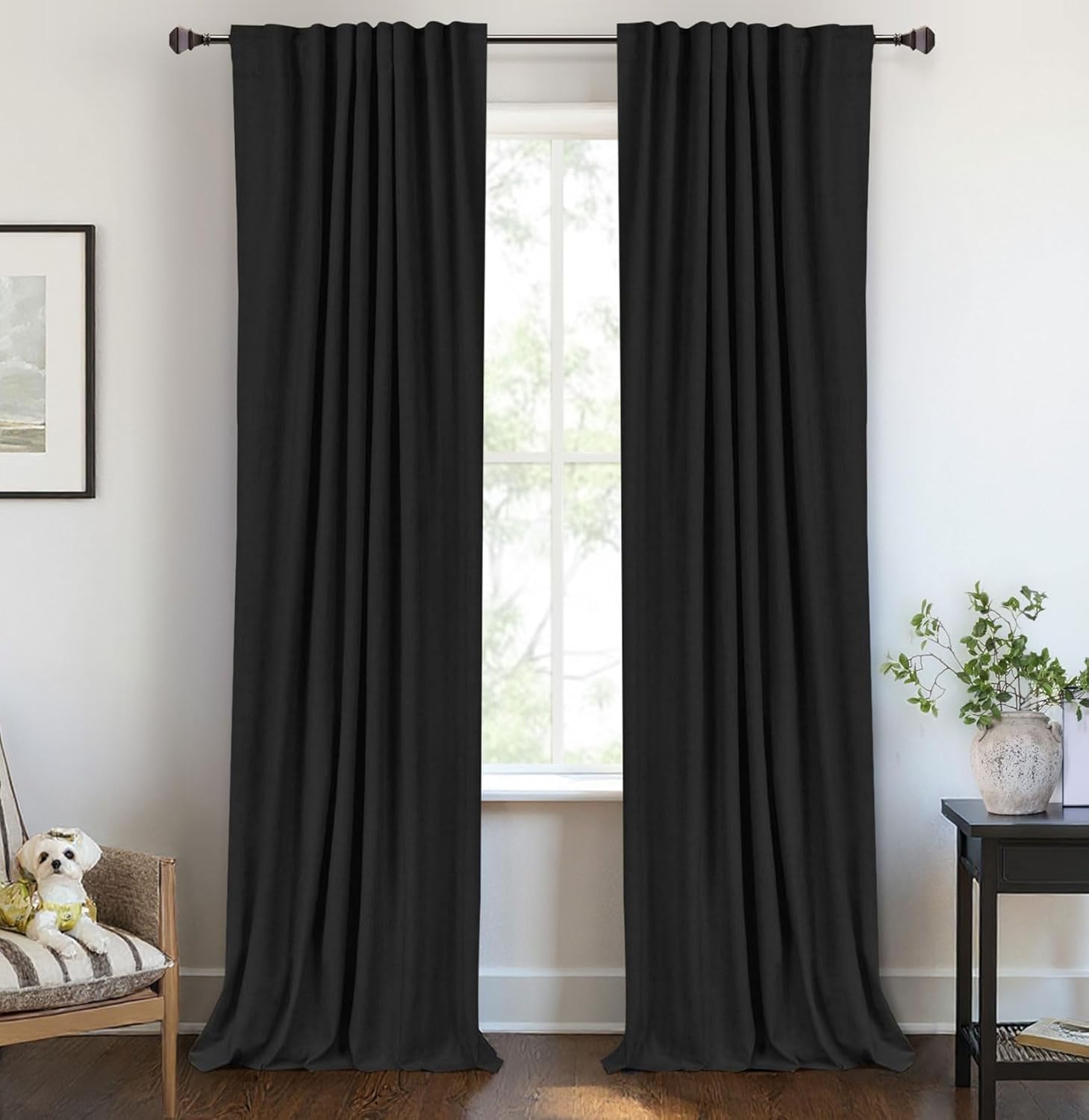 100% Blackout Shield Blackout Curtains for Bedroom 84 Inches Long, Back Tab/Rod Pocket Living Room Drapes, Thermal Insulated Blackout Curtains 2 Panels Set, 50" W x 84" L, Cream