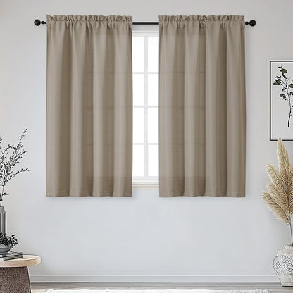 Black Curtains 63 Inch Length 2 Panels Set for Living Room Bedroom, Light Filtering Faux Linen Textured Soft Window Curtain, Airy Soft Rod Pocket cortinas para cuarto, 40Wx63L Inches, 2 Pcs