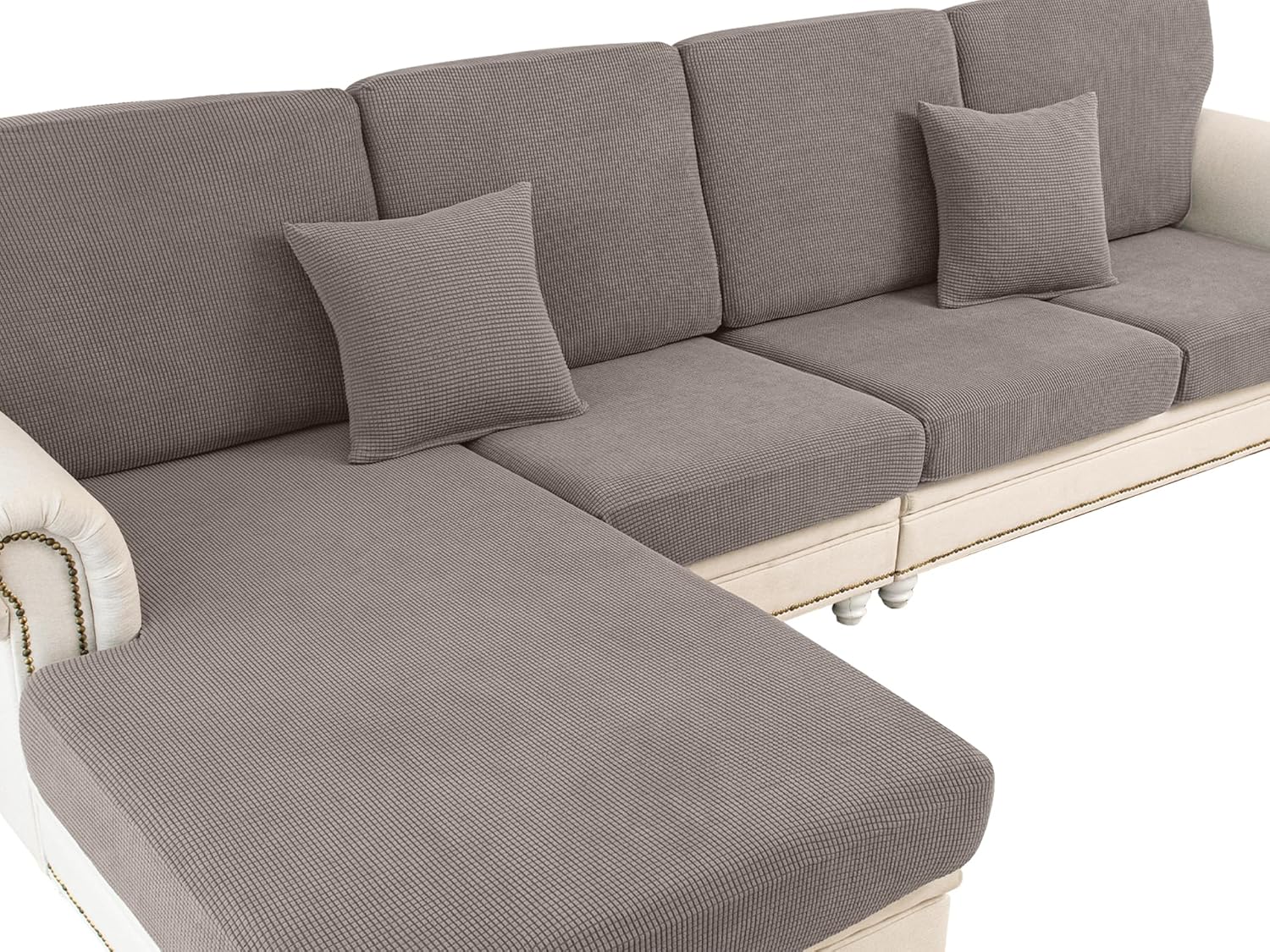 Couch Cushion Covers Seat Cushion Cover Stretch Couch Cover Separate Sectional Sofa Slipcovers Furniture Protector(3 Pieces for Seat or Sofa Backrest, Dark Grey)