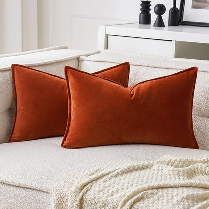 MIULEE Brown Velvet Throw Pillow Covers 20x20 Soft Decorative Solid Square Cushion Cases Pack of 2 Modern Luxury Home Decor for Couch, Sofa, Bedroom