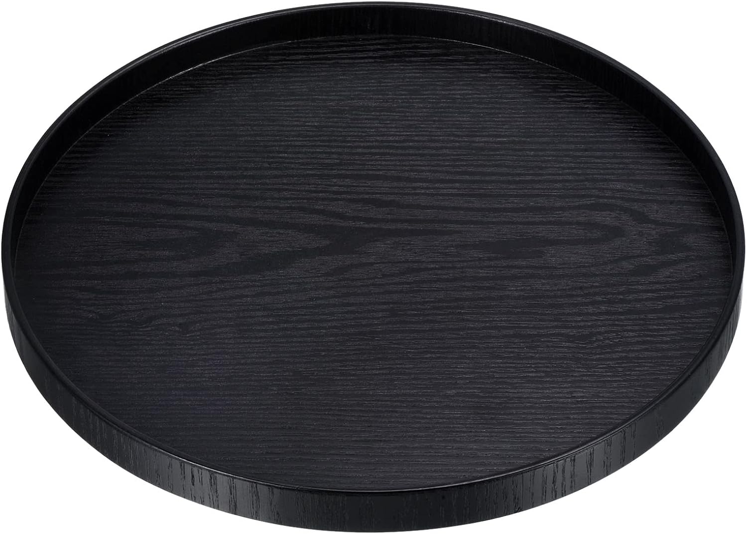 Wood Serving Tray 8 Inch, Round Decorative Platter for Home Decor Kitchen Table Candle Holder, Black