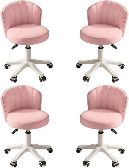 Small Round Rolling Desk Chair Armless Comfy Vanity Computer Chair Height Adjustable Swivel Work Spa Chair