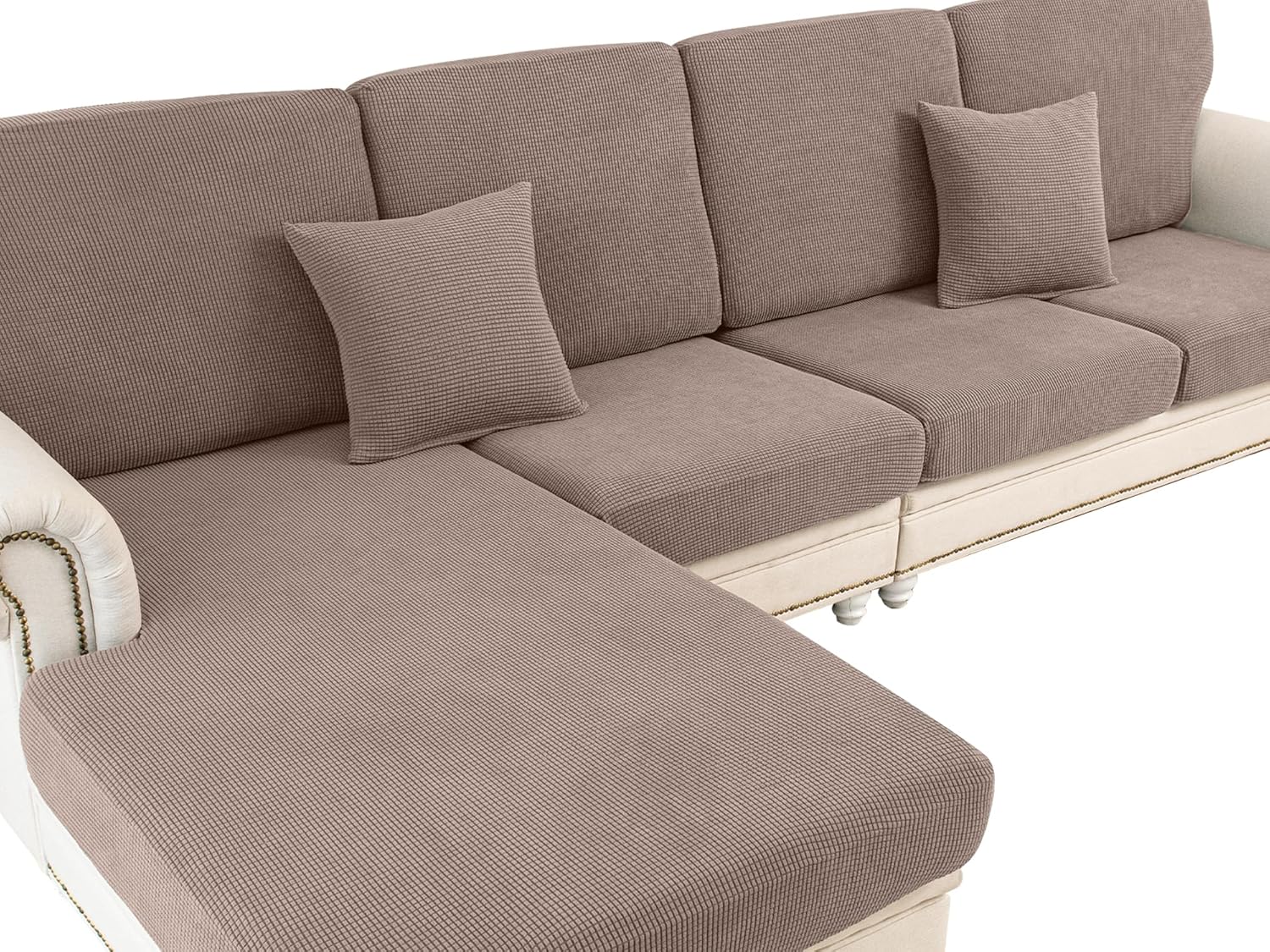 Couch Cushion Covers Seat Cushion Cover Stretch Couch Cover Separate Sectional Sofa Slipcovers Furniture Protector(3 Pieces for Seat or Sofa Backrest, Dark Grey)