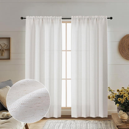 Black Curtains 63 Inch Length 2 Panels Set for Living Room Bedroom, Light Filtering Faux Linen Textured Soft Window Curtain, Airy Soft Rod Pocket cortinas para cuarto, 40Wx63L Inches, 2 Pcs