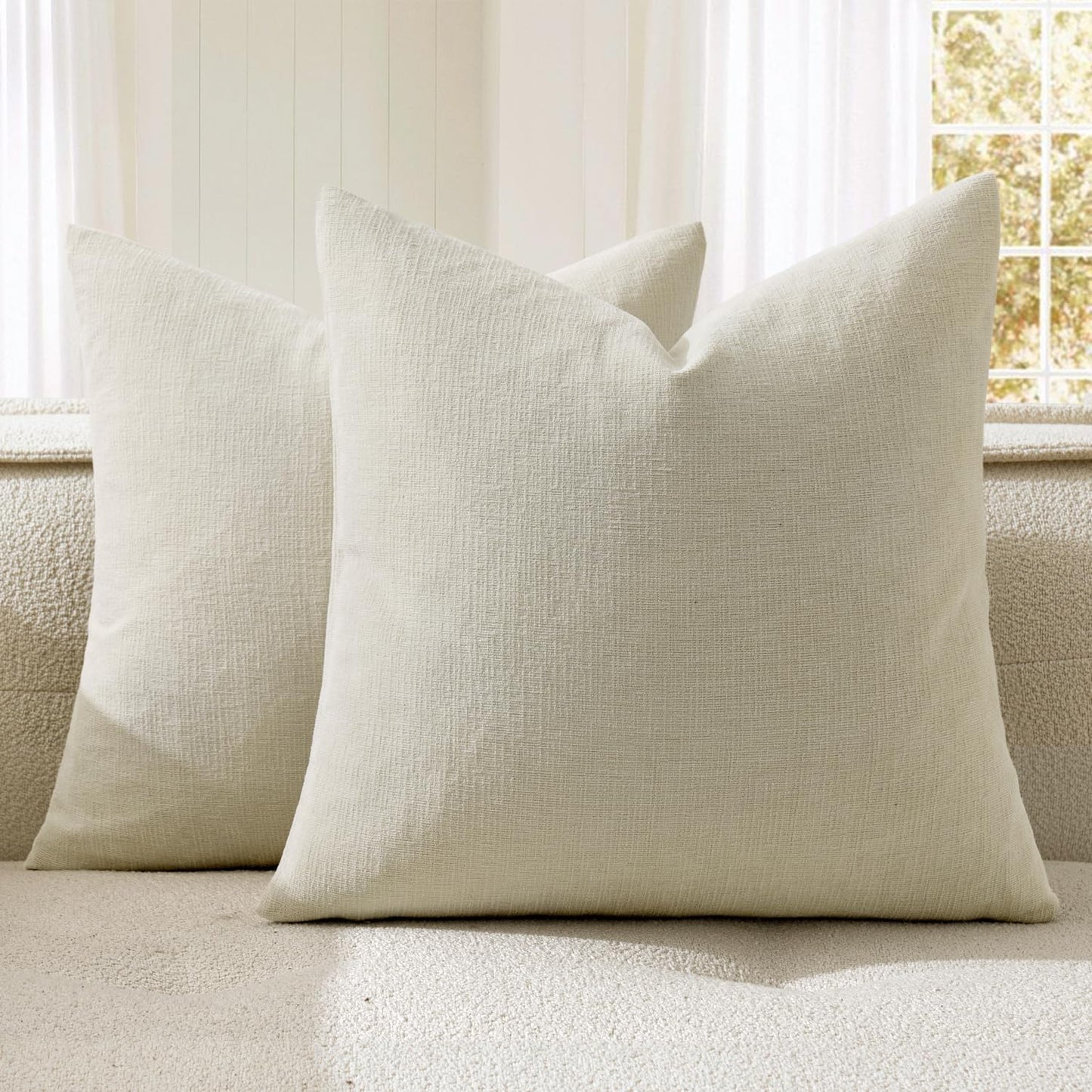 Olive Green Couch Pillow Covers 18x18 Inch, Set of 2 Soft Chenille Decorative Square Throw Pillow Covers Farmhouse for Sofa Living Room Bed