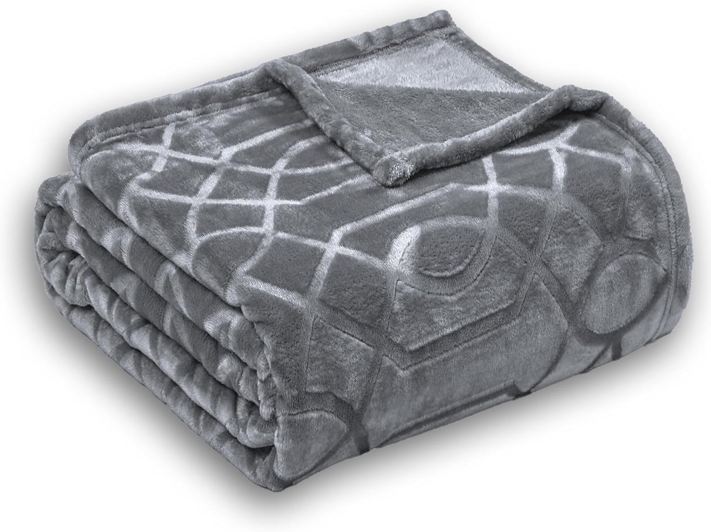 Soft Cozy Fleece Throw Blanket, 50x60 Inches – Lightweight Plush Blanket for Couch, Fuzzy 3D Jacquard Design, for Sofa, Bed & Travel - Dark Grey