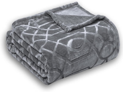 Soft Cozy Fleece Throw Blanket, 50x60 Inches – Lightweight Plush Blanket for Couch, Fuzzy 3D Jacquard Design, for Sofa, Bed & Travel - Dark Grey