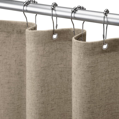 Shower Curtain Beige, Fabric Boho Farmhouse Shower Curtains for Bathroom Cream Cotton Natural Cloth Liner Set 72" W x 72" L