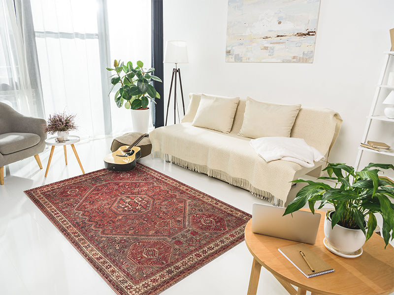 2x3 Rug - Machine Washable Entry Rug with Non-Slip Backing, Ideal for Enteryway, Kitchen, Bathroom, Laundry Room - Vintage, Easy Clean, Durable, Low Pile Rug - (2' x 3')