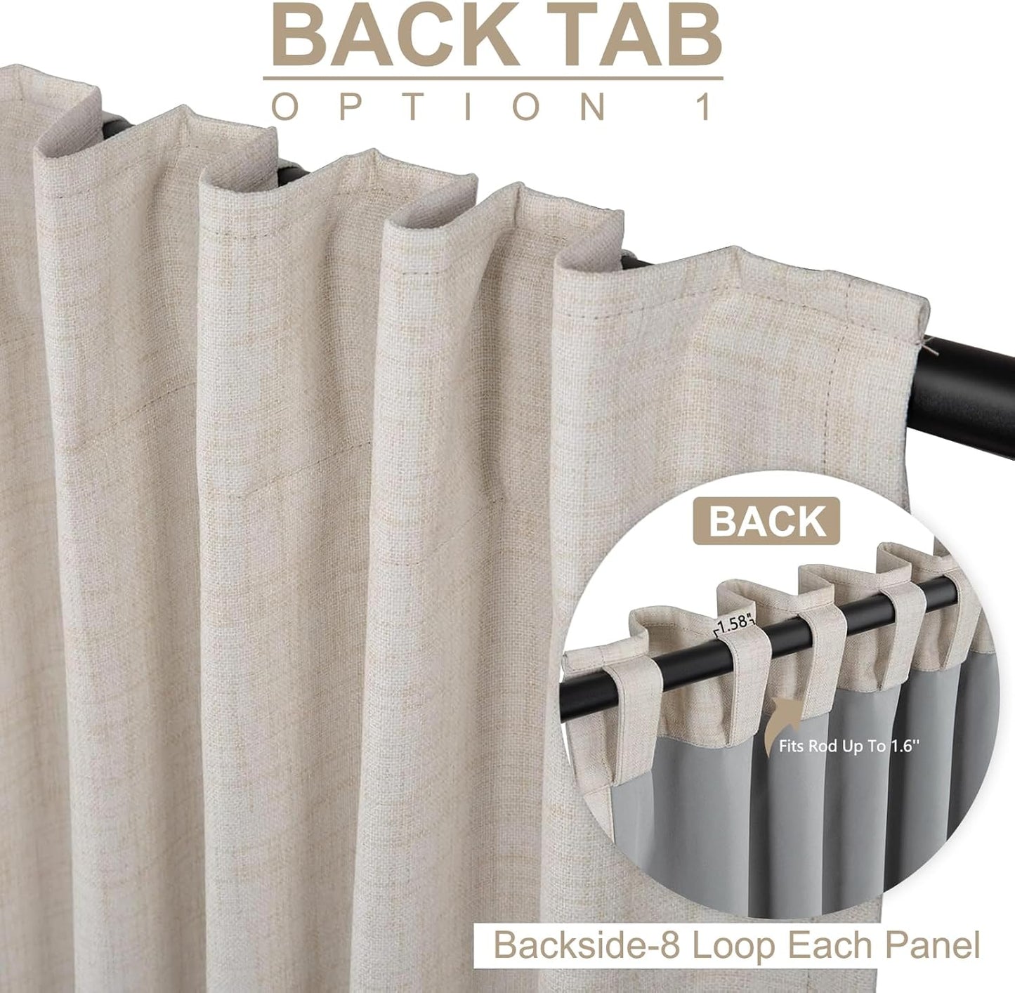 100% Blackout Shield Blackout Curtains for Bedroom 84 Inches Long, Back Tab/Rod Pocket Living Room Drapes, Thermal Insulated Blackout Curtains 2 Panels Set, 50" W x 84" L, Cream