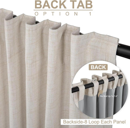 100% Blackout Shield Blackout Curtains for Bedroom 84 Inches Long, Back Tab/Rod Pocket Living Room Drapes, Thermal Insulated Blackout Curtains 2 Panels Set, 50" W x 84" L, Cream