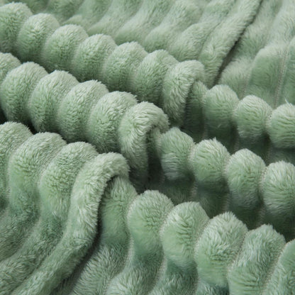 Sage Green Fleece Throw Blanket 50”×60” for Couch Sofa Bed,Super Soft Cozy Plush Microfiber Flannel Blanket with Stripes Design Lightweight for Adults,Woman,Girls
