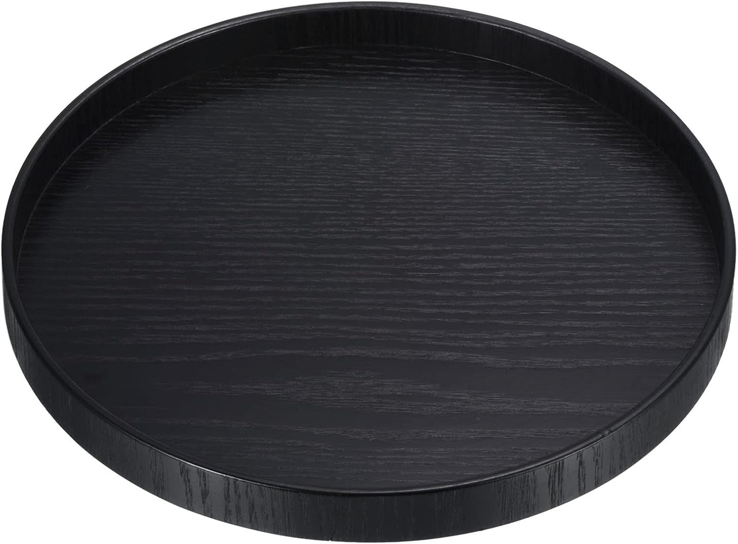 Wood Serving Tray 8 Inch, Round Decorative Platter for Home Decor Kitchen Table Candle Holder, Black