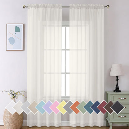 Sheer Navy Blue Curtains 84 inch Length 2 Panels Set, Airy Soft-Touching Rod Pocket Voile Drapes for Living Room/Bedroom, Each 40W x 84L