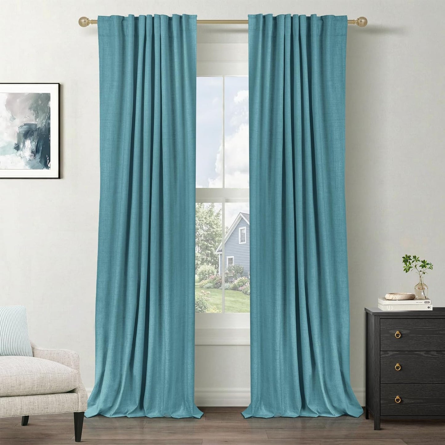 100% Blackout Shield Blackout Curtains for Bedroom 84 Inches Long, Back Tab/Rod Pocket Living Room Drapes, Thermal Insulated Blackout Curtains 2 Panels Set, 50" W x 84" L, Cream