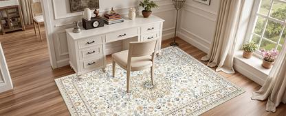 5x7 Area Rugs Living Room Rug: Washable Vintage Boho Rug No Slip Stain Resistant Soft Carpet Indoor Floor Floral Large Carpets for Bedroom Dining Room Farmhouse Nursery Hallway Home Office Beige