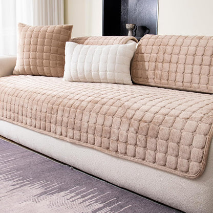 Couch Cover, Washable Sectional Sofa Cover, Anti Slip Sofa Slipcovers for 3 Cushion Couch Sofa L Shaped Recliner, Furniture Protector Covers for Pets Kids(Khaki, Only 1 PCS)