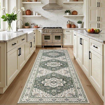 5x7 Area Rugs Living Room Rug: Washable Vintage Boho Rug No Slip Stain Resistant Soft Carpet Indoor Floor Floral Large Carpets for Bedroom Dining Room Farmhouse Nursery Hallway Home Office Beige