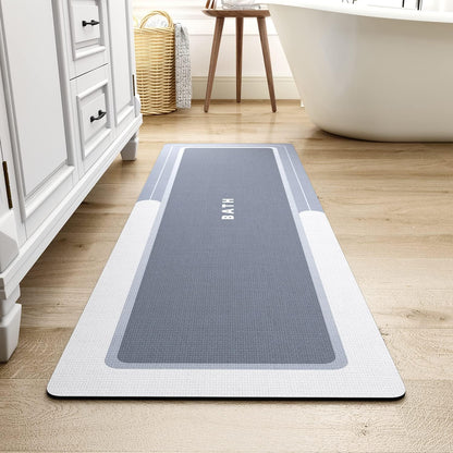 Mat-Bathroom Mat Rug Non Slip Super Absorbent Stain Resistant Quick Dry Thin Bath Rug-Bath Mats for Bathroom Floor Bathtub Vanity-Bathmat Bath Rug Easy Care-17"x27" Grey