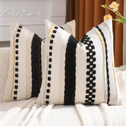 Grey Throw Pillow Covers 18x18 Set of 2 Boho Stripe Pillow Covers Tufted Decorative Pillow Case Accent Pillowcase Farmhouse Cushion Case Nuetral Textured Pillow Cover Spring Home Decor