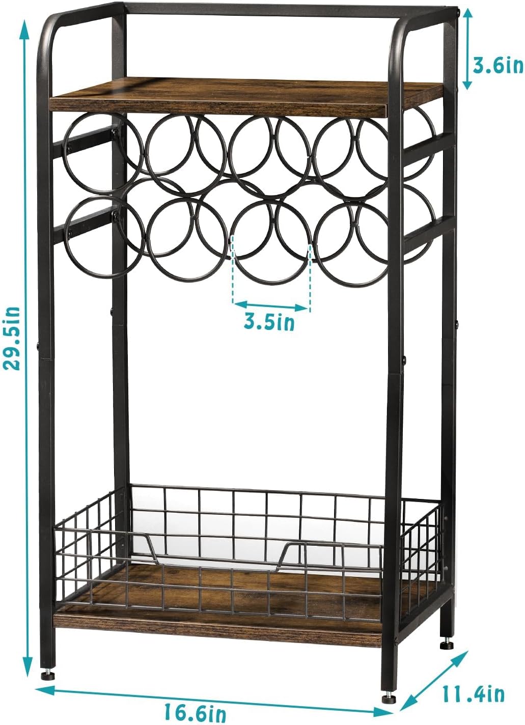 3-Tier Wine Rack Freestanding Floor Cabinet Corner Bar Cabinet Bar Cart,12 Individual Wine Storage Bottle Compartments Corner Bar Cabinet Holder (3-Tier Wine Rack 07)