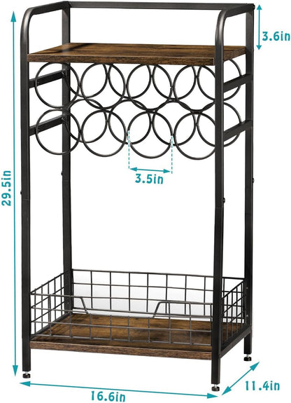 3-Tier Wine Rack Freestanding Floor Cabinet Corner Bar Cabinet Bar Cart,12 Individual Wine Storage Bottle Compartments Corner Bar Cabinet Holder (3-Tier Wine Rack 07)