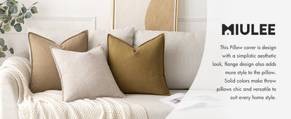 MIULEE Decorative Linen Euro Sham Pillow Covers 24x24 Natural Beige Boho Farmhouse Neutral Couch Throw Pillows for Bed Pack of 2 Accent Modern Pillowcase Sofa Livingroom Home Decor