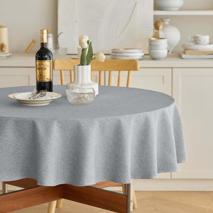 Decorelia Faux Linen Round Tablecloths 60 inch, Waterproof Decorative Washable Texture Rustic Circle Table Cloth Cover for Dining Kitchen Party Farmhouse Outdoor(Round (2-4 Seats),Sage Green)