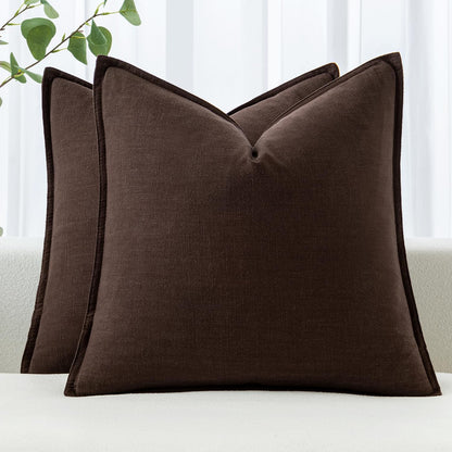 MIULEE Decorative Linen Euro Sham Pillow Covers 24x24 Natural Beige Boho Farmhouse Neutral Couch Throw Pillows for Bed Pack of 2 Accent Modern Pillowcase Sofa Livingroom Home Decor