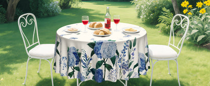 Round Tablecloth, Summer Tablecloths Polyester Waterproof Stain Wrinkle Free, Indoor and Outdoor Table Cover for Kitchen Party Dining Table