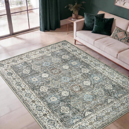 2x3 Rug - Machine Washable Entry Rug with Non-Slip Backing, Ideal for Enteryway, Kitchen, Bathroom, Laundry Room - Vintage, Easy Clean, Durable, Low Pile Rug - (2' x 3')