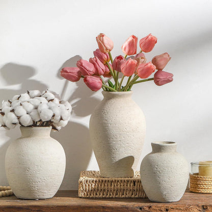 Ceramic Flower Vase Home Decor - Large Farmhouse Table Vases Rustic Vintage Living Room Kitchen Bedroom Decorations for House Book Shelf Office Coffee Desk Dining Fireplace (9" Rustic)