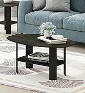 Furinno Basic Coffee Table, 2-Tier Modern Coffee Table with Open Shelf, Easy Assembly Side Table, for Living Room, Bedroom, Home Office, Amber Oak