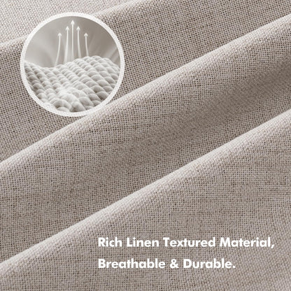 100% Blackout Linen Curtains for Bedroom, Ivory Solid Luxury Decor Thermal Insulation Room Darkening Drapes for Living Room Nursery Back Tab Rod Pocket 42 x 84 Inches, 2 Panels