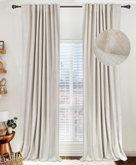 100% Blackout Shield Blackout Curtains for Bedroom 84 Inches Long, Back Tab/Rod Pocket Living Room Drapes, Thermal Insulated Blackout Curtains 2 Panels Set, 50" W x 84" L, Cream