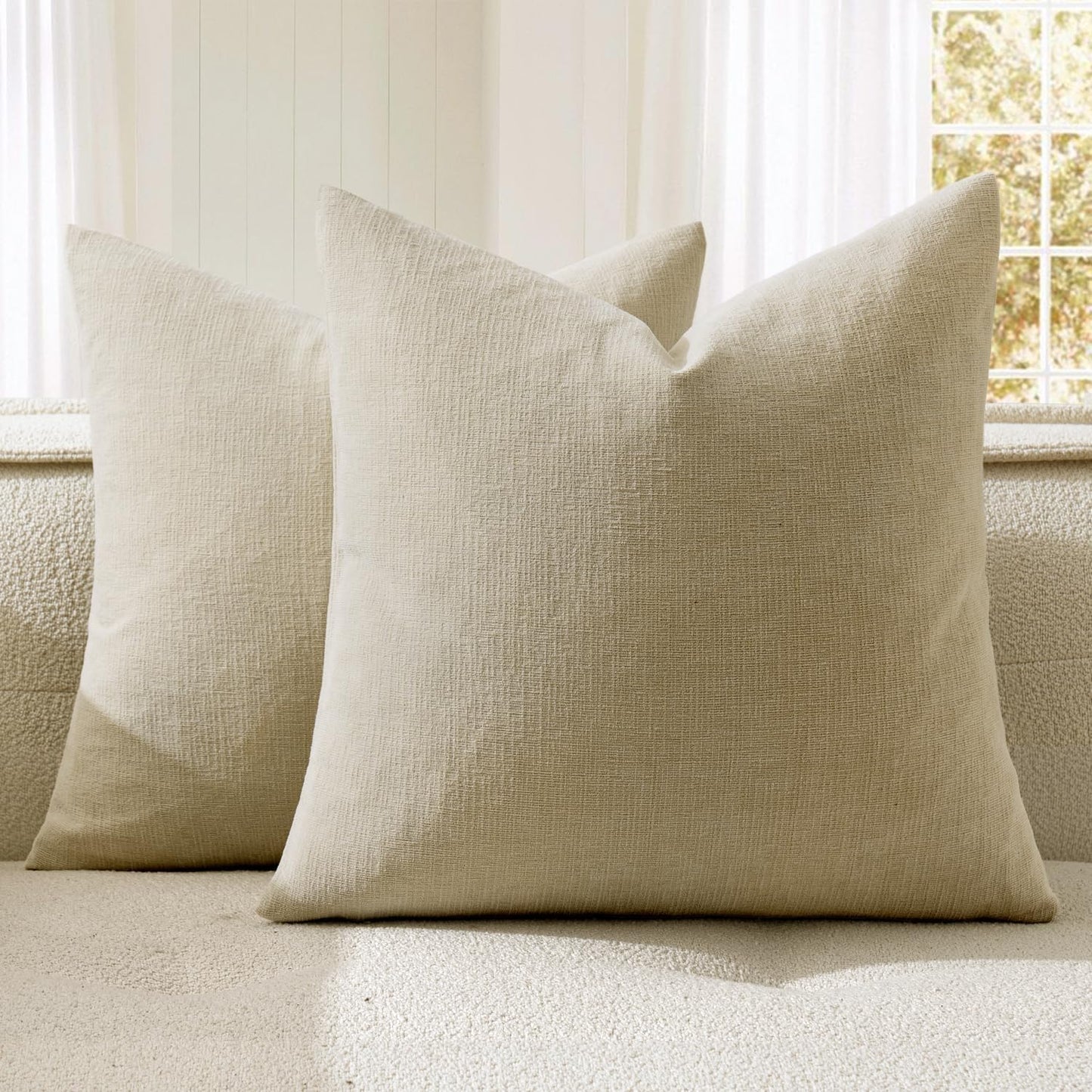 Olive Green Couch Pillow Covers 18x18 Inch, Set of 2 Soft Chenille Decorative Square Throw Pillow Covers Farmhouse for Sofa Living Room Bed