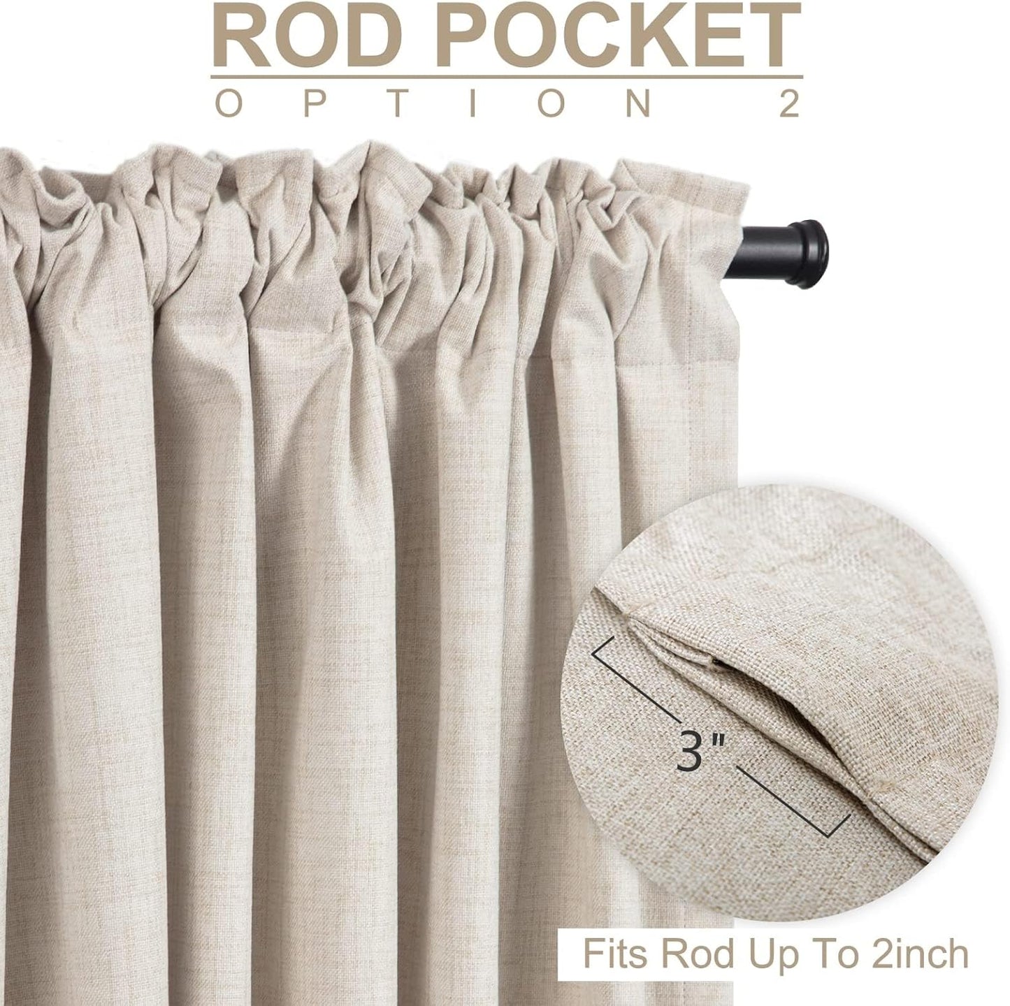 100% Blackout Shield Blackout Curtains for Bedroom 84 Inches Long, Back Tab/Rod Pocket Living Room Drapes, Thermal Insulated Blackout Curtains 2 Panels Set, 50" W x 84" L, Cream