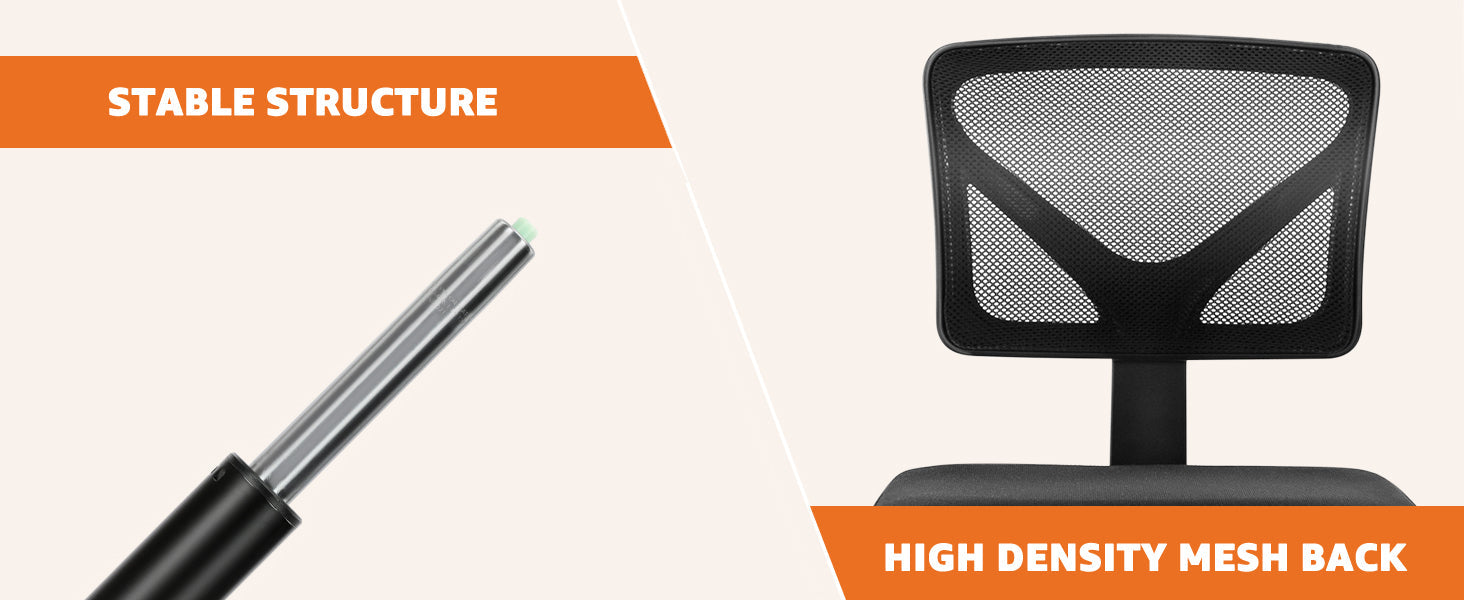 Small Office Desk Chair, Ergonomic Low-Back Mesh Rolling Work Swivel Chairs with Wheels, Armless Comfortable Seat Lumbar Support for Home, Bedroom, Study, Student, Adults,Classic Black