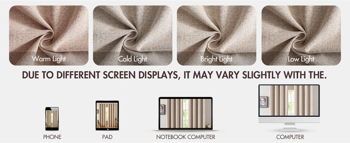 100% Blackout Linen Textured Curtains for Bedroom Solid Thermal Insulated Natural Beige Grommet Room Darkening Curtains & Drapes Luxury Decor for Living Room Nursery 52 x 84 Inch (2 Panels)