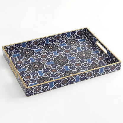 Coffee Table Trays for Living Room Serving Tray with Handles, Modern Large Tray for Ottoman Coffee Table
