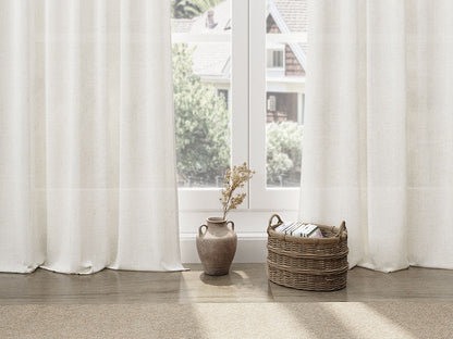 Cream Linen Back Tab Curtains 84 Inch Length for Living Room 2 Panel Set Neutral Modern Farmhouse Window Privacy Semi Sheer Linen Drapes Rustic Pinch Pleated Look Curtain Natural Ivory Colored