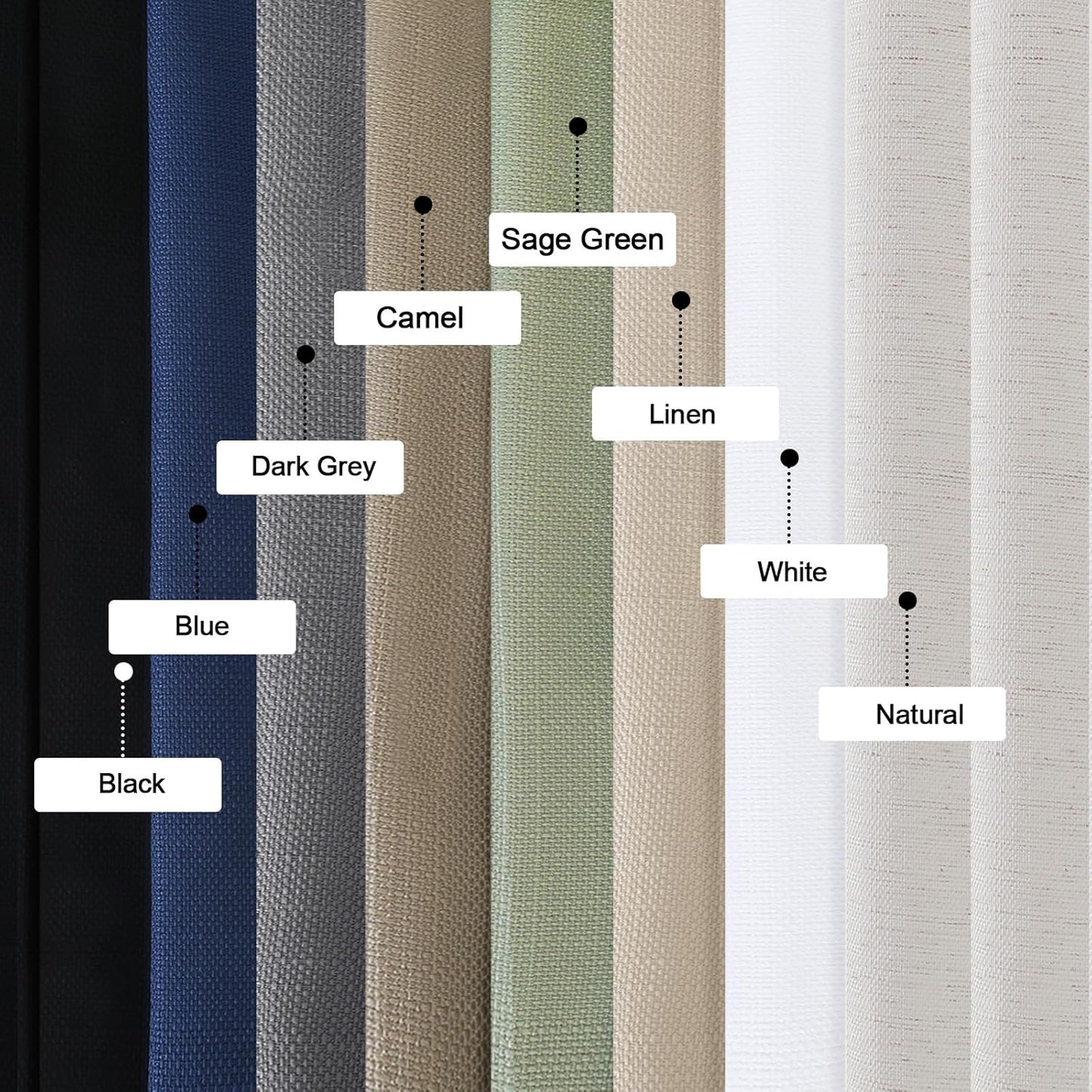 Black Curtains 63 Inch Length 2 Panels Set for Living Room Bedroom, Light Filtering Faux Linen Textured Soft Window Curtain, Airy Soft Rod Pocket cortinas para cuarto, 40Wx63L Inches, 2 Pcs