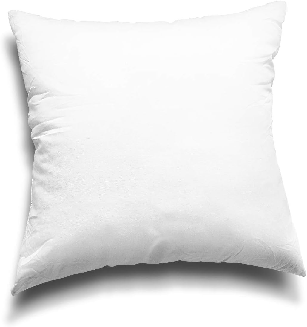 EDOW Throw Pillow Inserts, Set of 4 Lightweight Down Alternative Polyester Pillow, Couch Cushion, Sham Stuffer, Machine Washable. (White, 18x18)